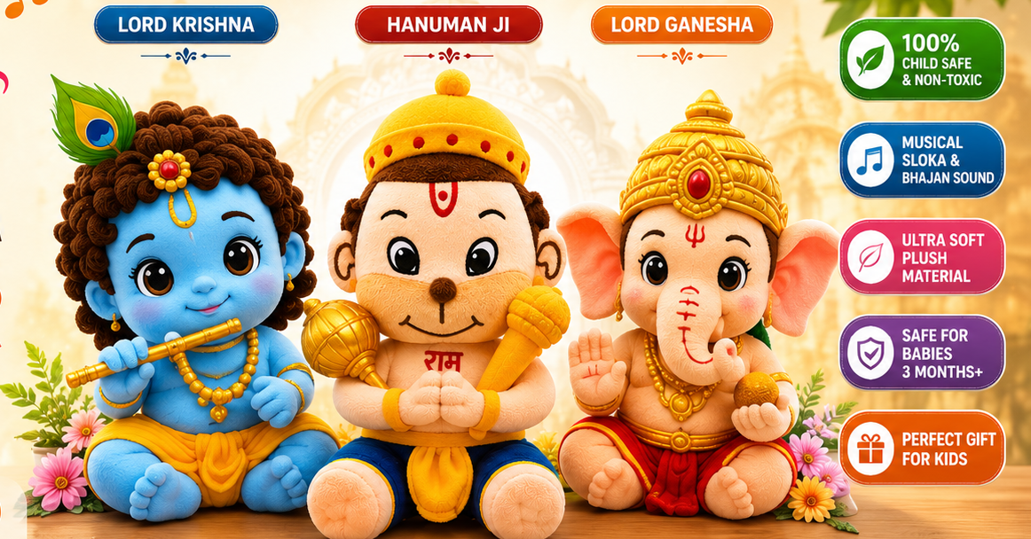 Ganesha Ji Musical Sloka Soft Toy for Kids | Ultra Soft Plush Toy | Beleev Toys
